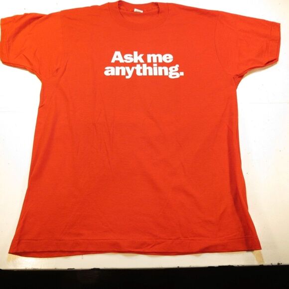VINTAGE 1980s POPULAR MECHANICS magazine ASK ME ANYTHING T SHIRT XL SCREEN STARS - Picture 3 of 4